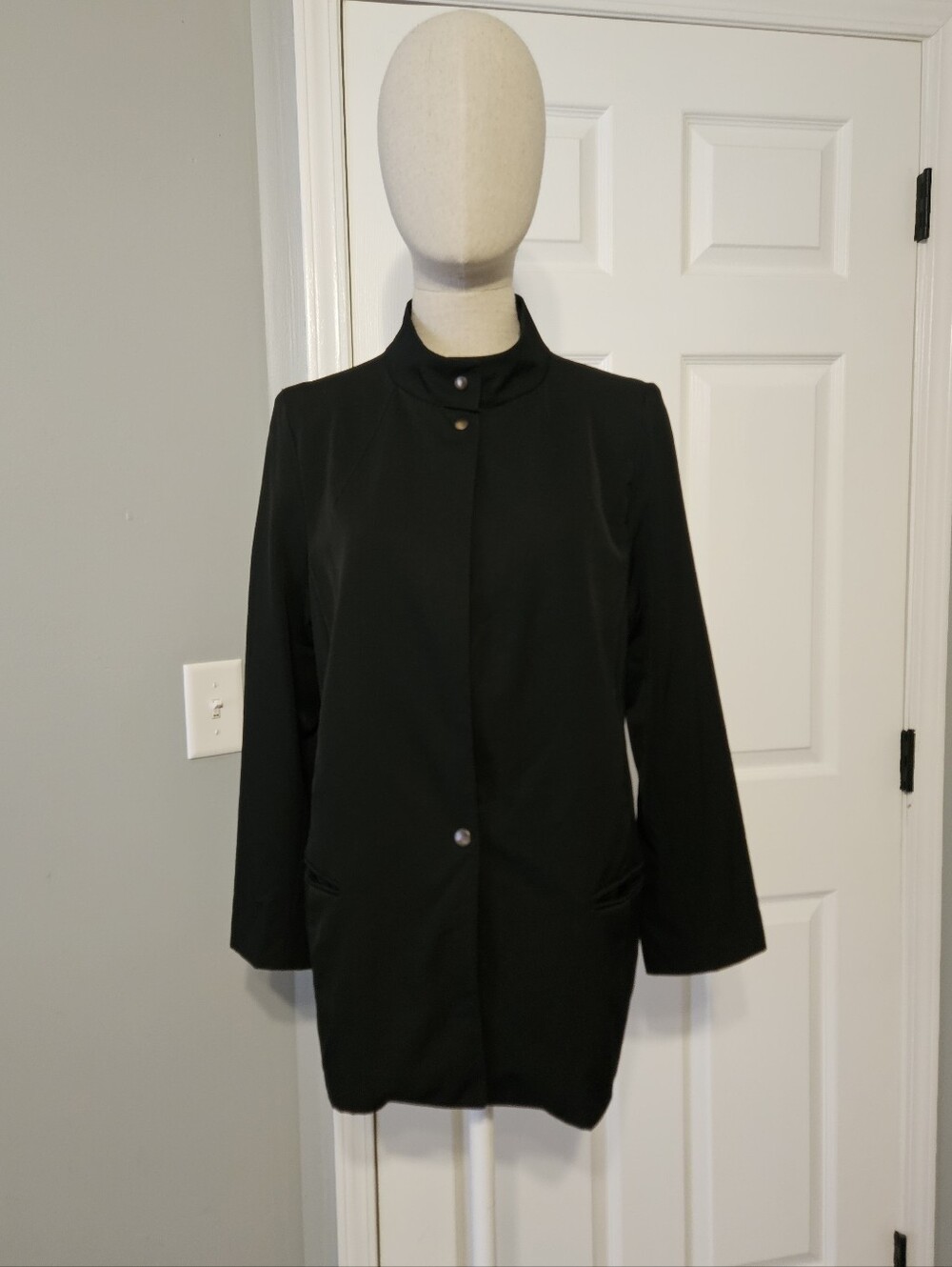 Women's Black Stand Collar Blazer Jacket